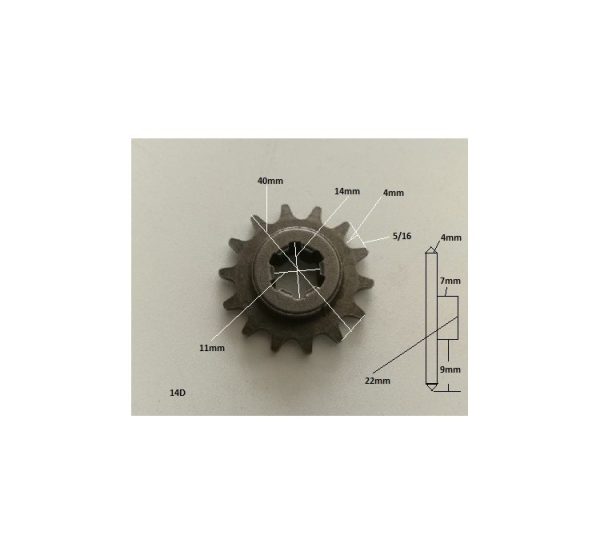 Piñon 14T reductor centrífugo 219H motor 49cc2t